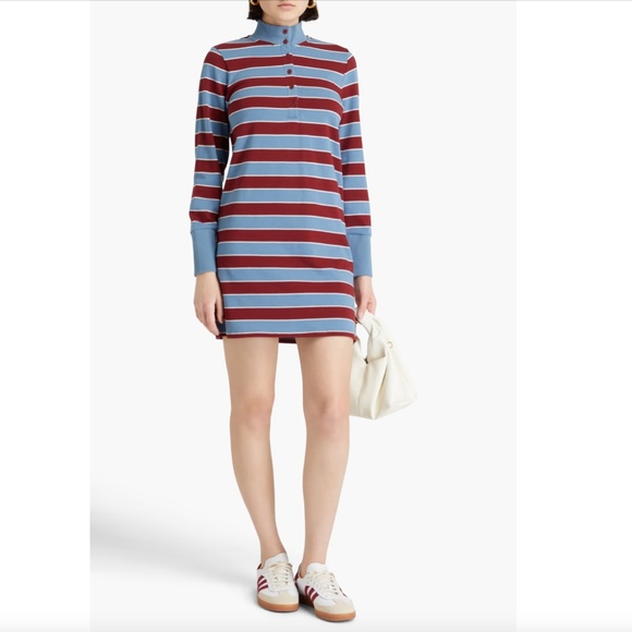 Veronica Beard Cenda Striped Cotton Jersey Mini Dress, Red Blue, Size XS Preppy - Picture 8 of 11